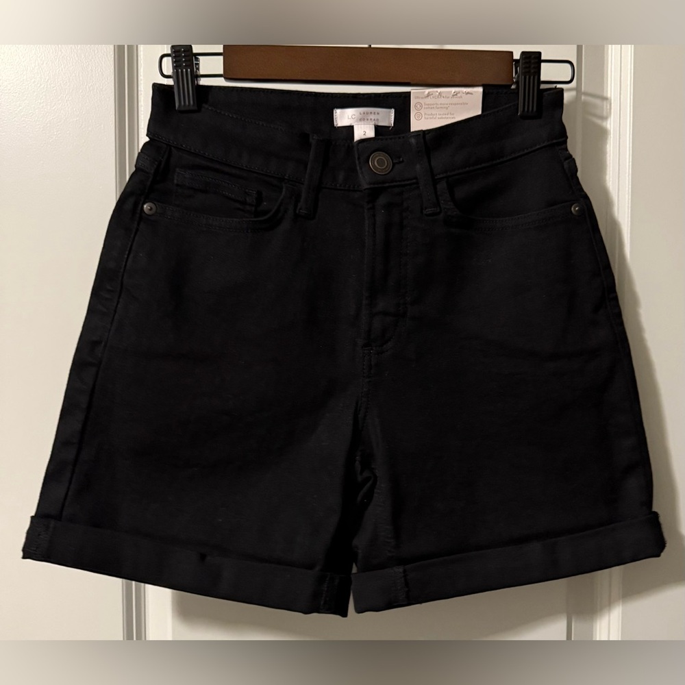 LC Lauren Conrad High Rise Rolled Black Jean Shorts size 2 NWT